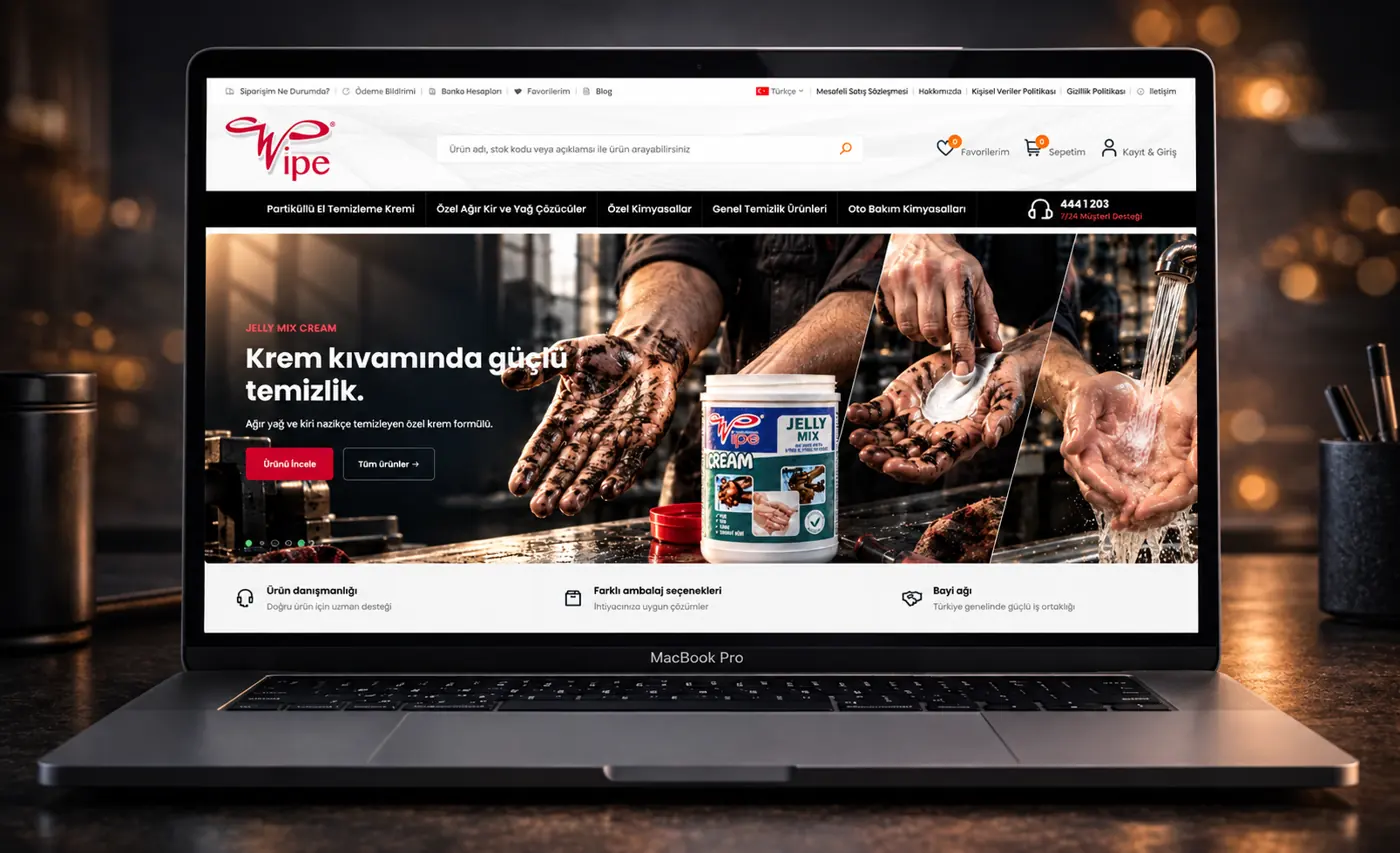 Wipe Kimya e-ticaret sitesi